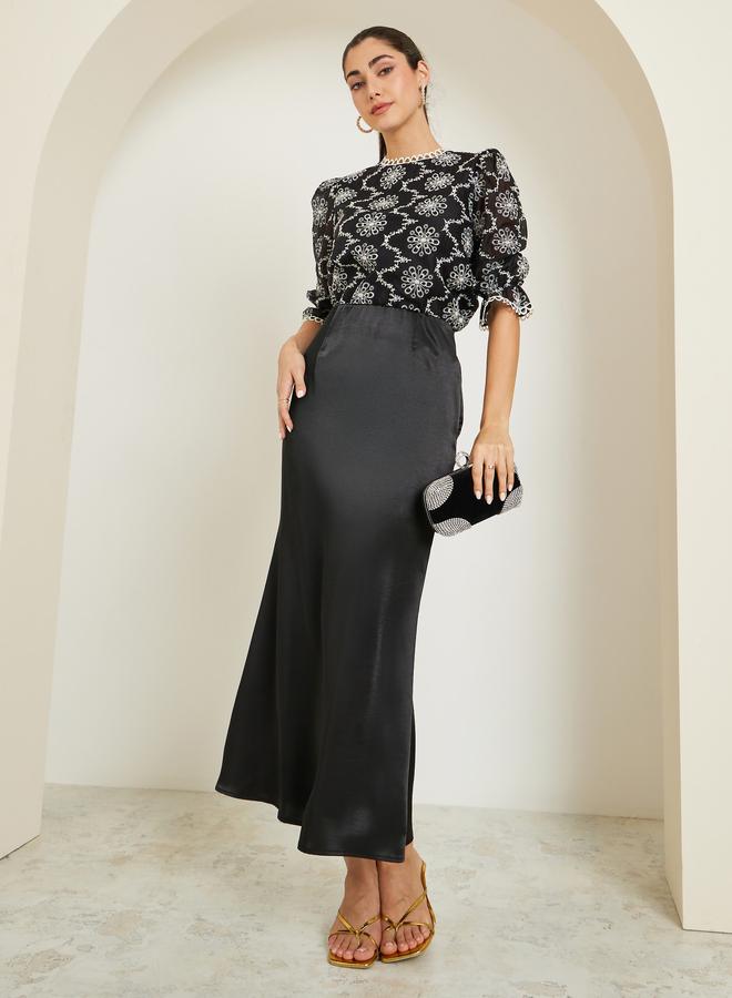 Styli Women Black Embroidered Blouse - Image 1